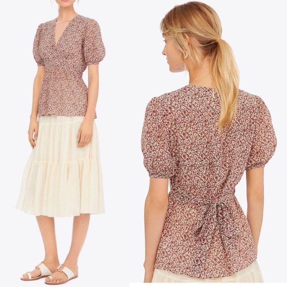 NWOT Tory Burch Silk/Cotton Crinkle Gauze Blouse - Picture 1 of 16